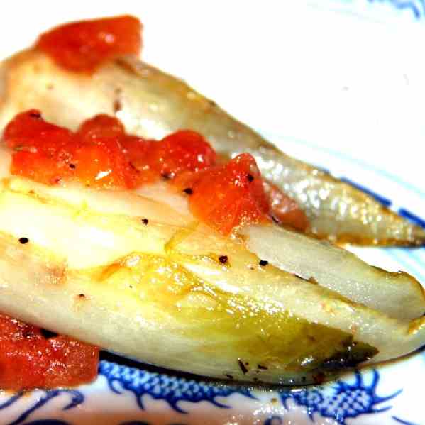Fried Chicory with Tomatoes