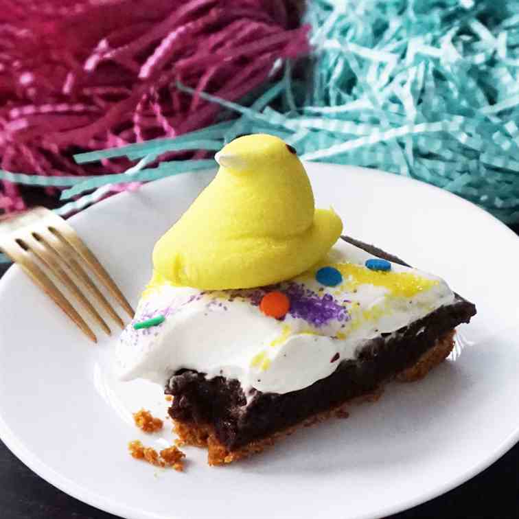 Peeps brownie s'mores pie