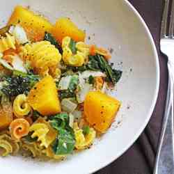 Quinoa Pasta with Golden Beets and Greens