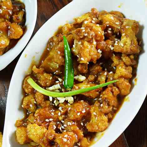 Cauliflower Manchurian, a spicy dish