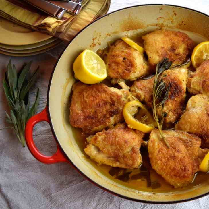 Lemon - Sage Braised Chicken Thighs