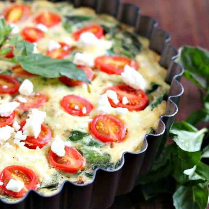 Spinach, Tomato and Feta Crustless Quiche