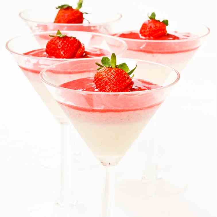 Creme Fraiche Panna Cotta with Strawberry 