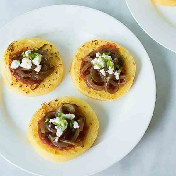 Polenta with Tomato Sauce Balsamic Onions 