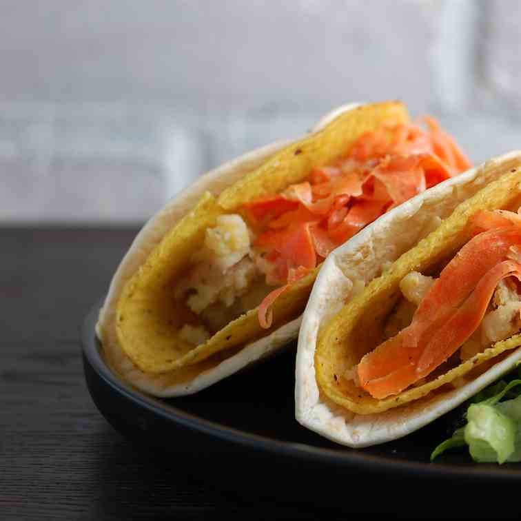 Vegan Potato Tacos with Carrot Slaw