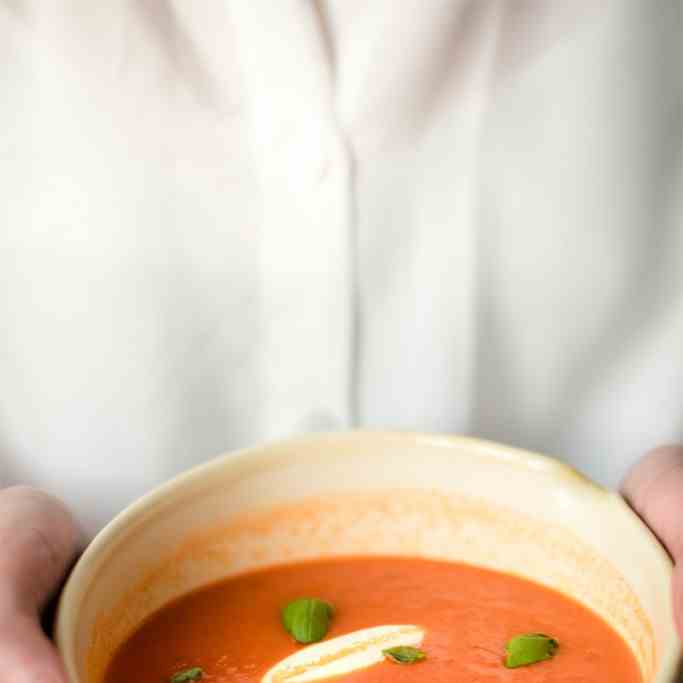 Fresh Basil and Parmesan Tomato Soup