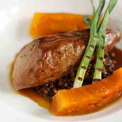 Pork Fillet with Lentils and Apricots