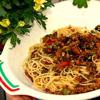 Spaghettini with crispy sauce