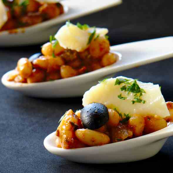 Bean salad and cod.
