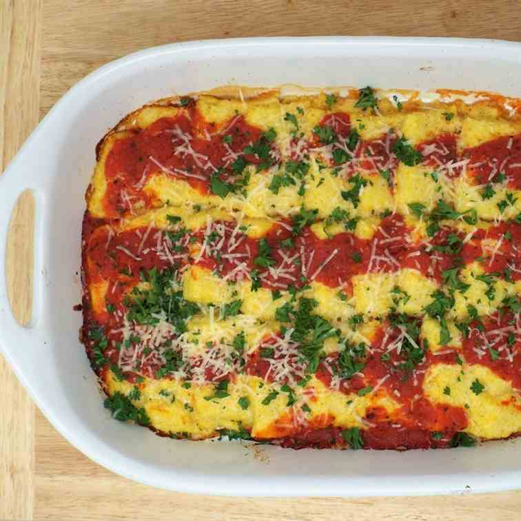 Polenta Bake with Tomato Basil Sauce