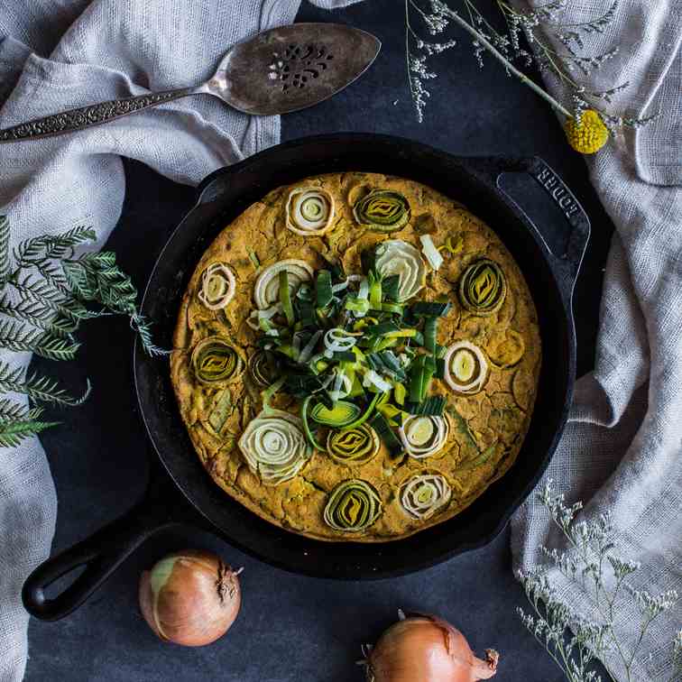 Vegan Leek - Onion Frittata (gluten-free)