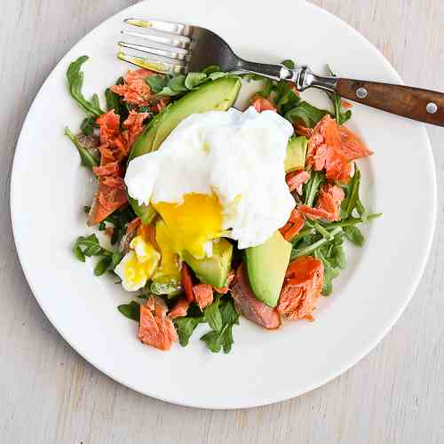 Poached Eggs Over Avocado & Smoked Salmon