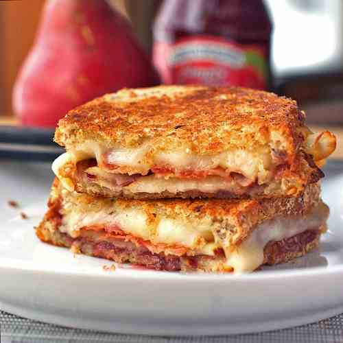 Bacon, Pear, and Raspberry Grilled Cheese