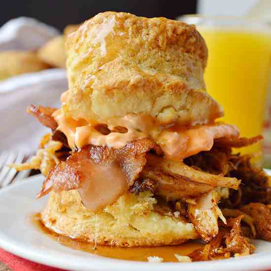 Pulled Pork Breakfast Biscuits