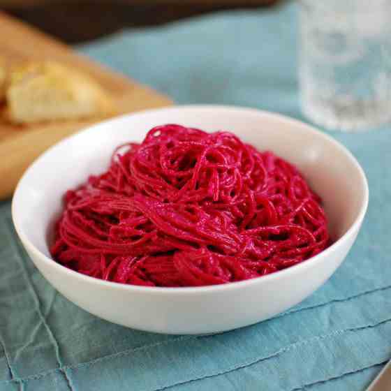 Roasted Beet and Garlic Pasta