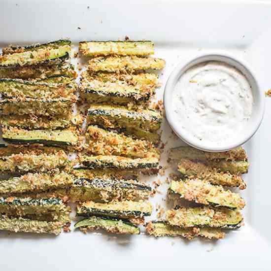 Baked Parmesan Zucchini Fries Garlic Aioli