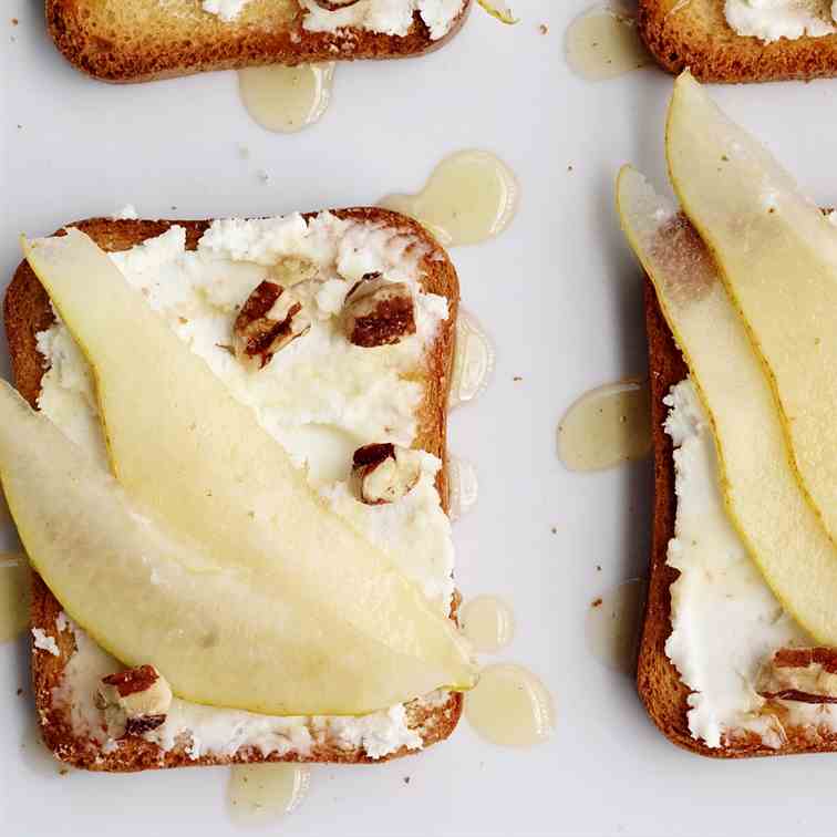 Pear, Goat Cheese - Honey Pecan Crostini