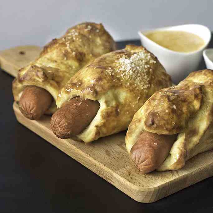 Soft Pretzel Dogs with Nacho Cheese