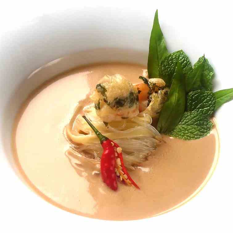 Fragrant Almond Laksa with Dumplings