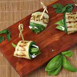 Grilled Zucchini Rolls with Herbs and Chee