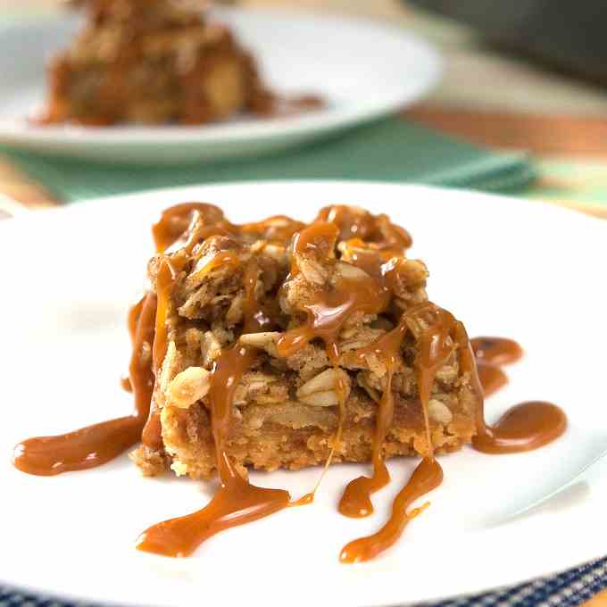 Salted Caramel Apple Crumble Bars