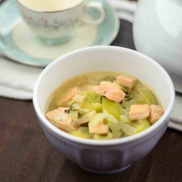 Celery Cilantro Salmon Stew