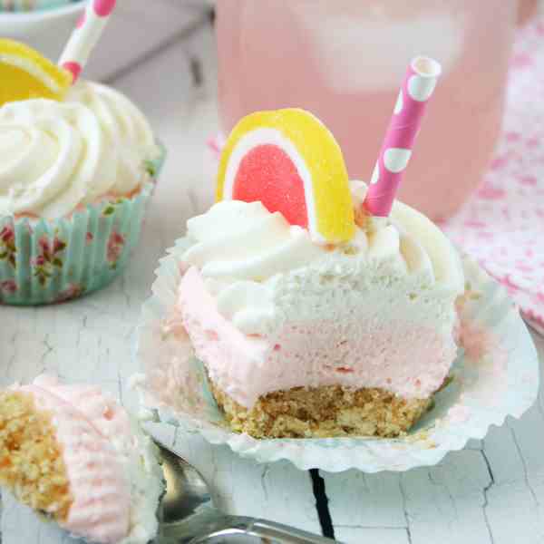 Pink Lemonade No Bake Mini Cheesecakes