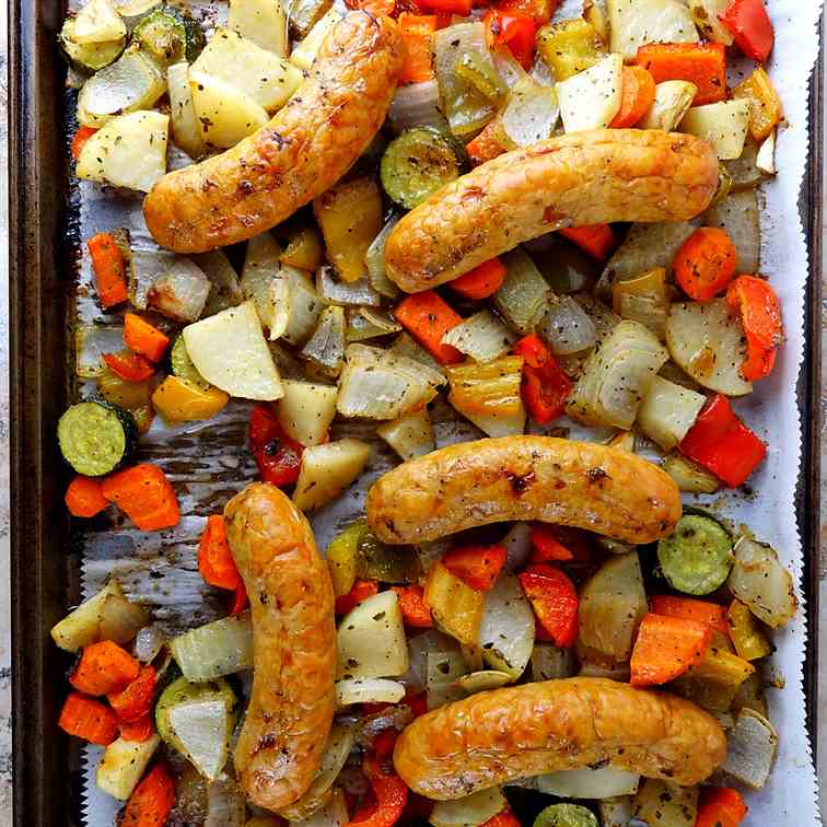 Sheet Pan Veggies - Sausages