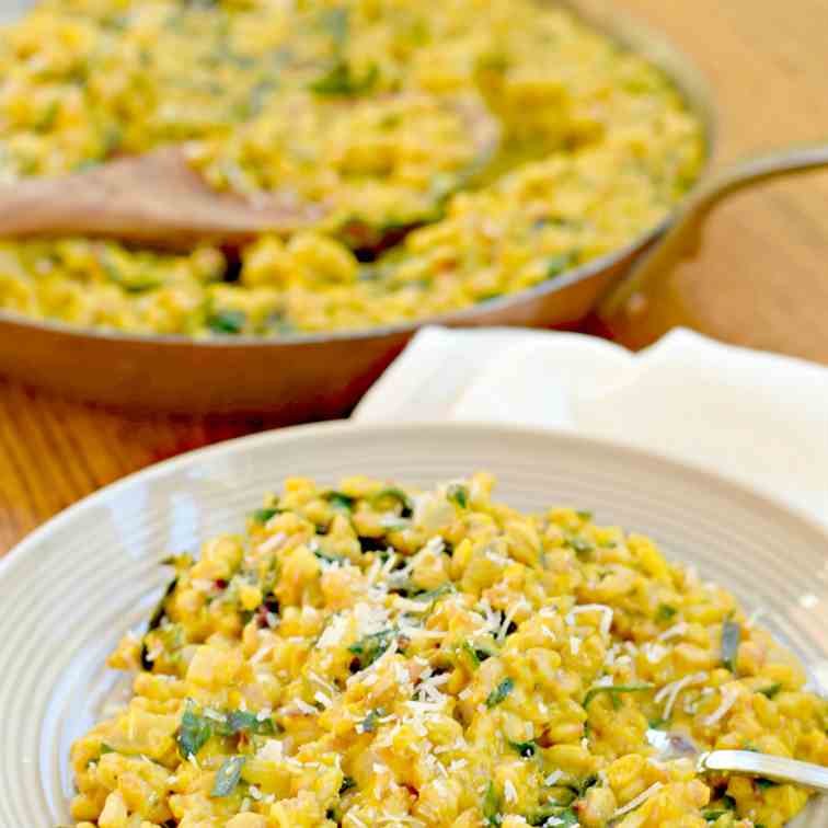 Squash Farrotto with Swiss Chard