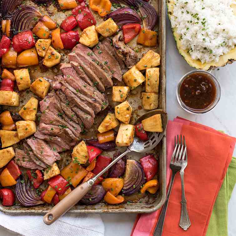 Hawaiian Steak Sheet Pan Dinner