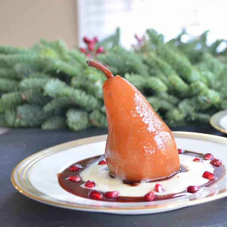 Poached Pears with Creme Anglaise
