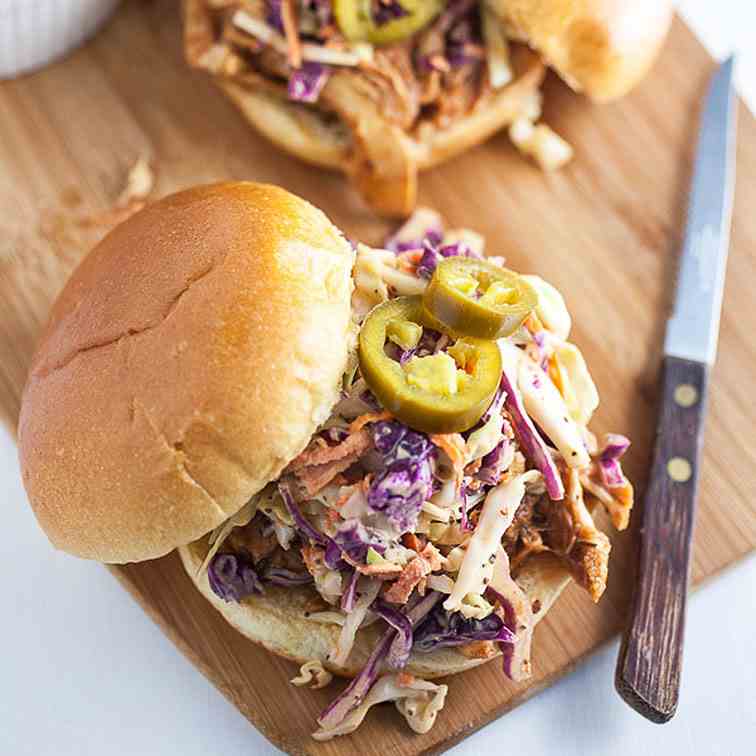 Slow Cooker BBQ Chicken Sandwiches