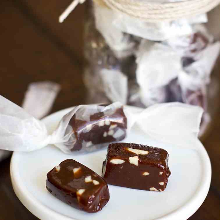 Toasted Almond Chocolate Caramels