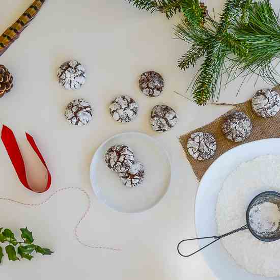 Chocolate Peppermint Crinkle Cookies