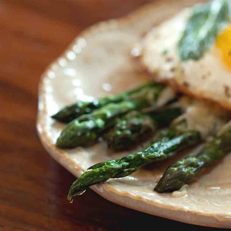 Asparagus Parmesan with Fried Egg