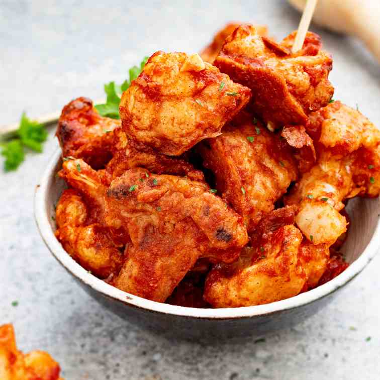 Vegan buffalo cauliflower wings