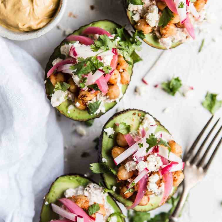 Tuna Salad and Chickpea stuffed Avocado