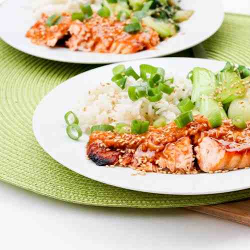 Broiled Salmon with Coconut Red Curry Sauc