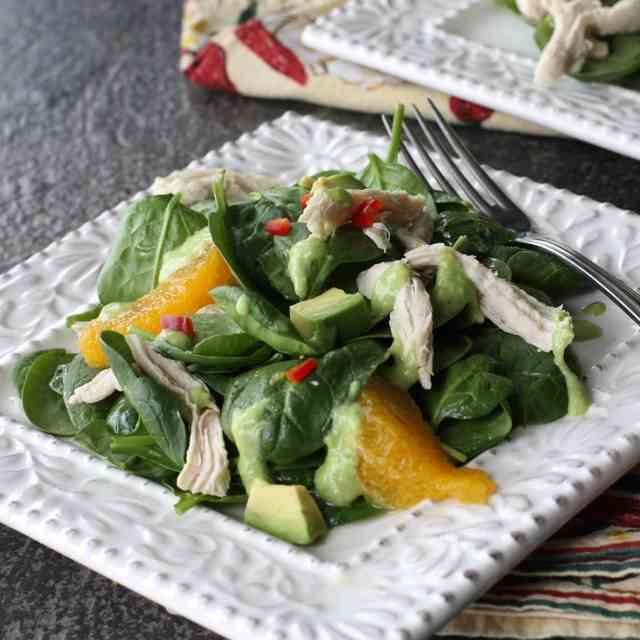 Spinach Salad w/Chicken, Orange & Avocado