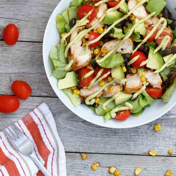 BBQ Chicken Salad with Avocado Dressing