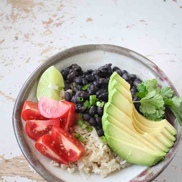 Black Beans and Soaked Brown Rice