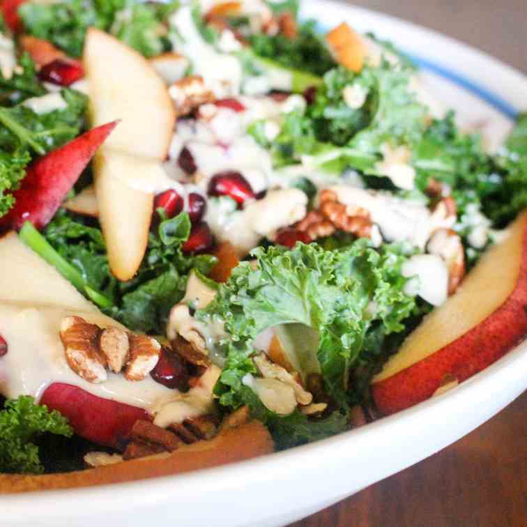 Kale Salad w Pears & Creamy Maple Dressing