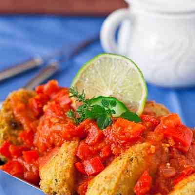 Yellow lentil fried quenelles