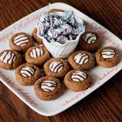 White Chocolate Kissed Gingerbread Cookies