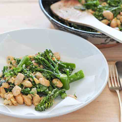 broccolini with pine nuts & butter beans