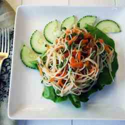 Rice Noodles with Scallions and Herbs