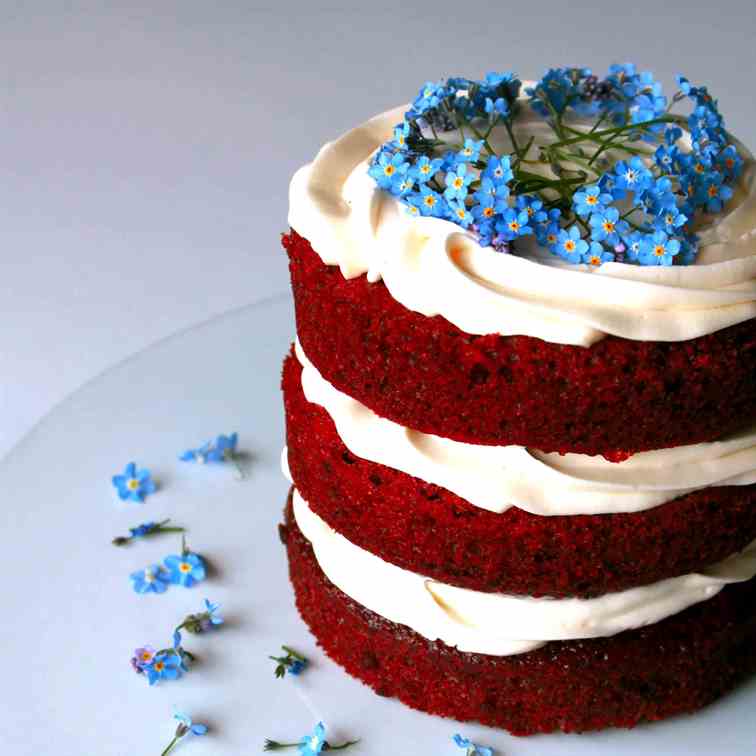 Red velvet cake with cream cheese frosting