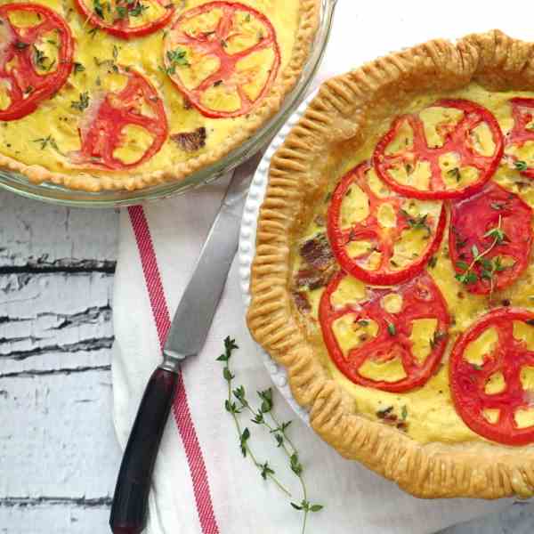 tomato bacon and onion quiche