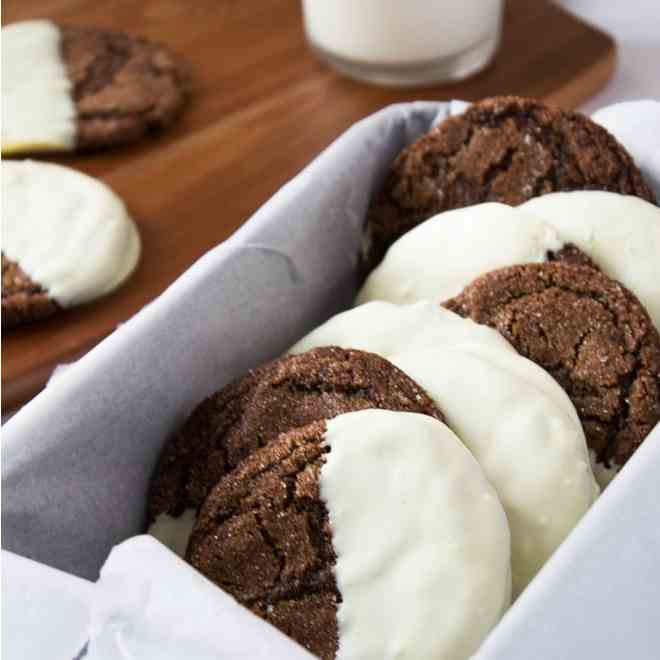 White Chocolate Dipped Ginger Cookies