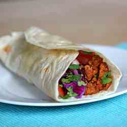 Spicy Tempeh Burritos with Cabbage Slaw